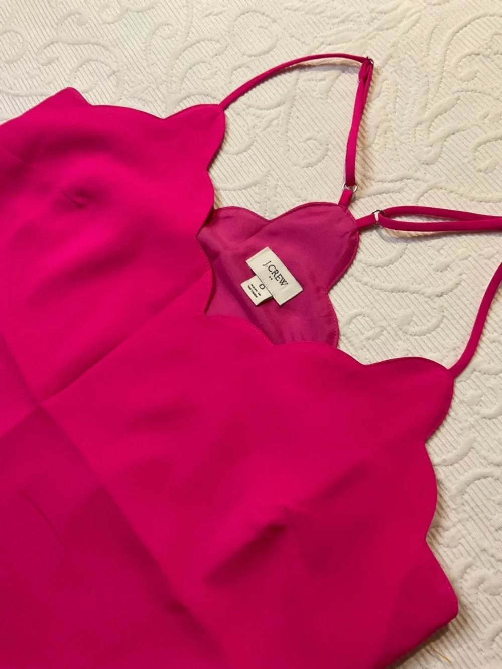 J. Crew Scalloped Halter Top in Fuchsia Pink. Size 0. Summer Vacation NWOT